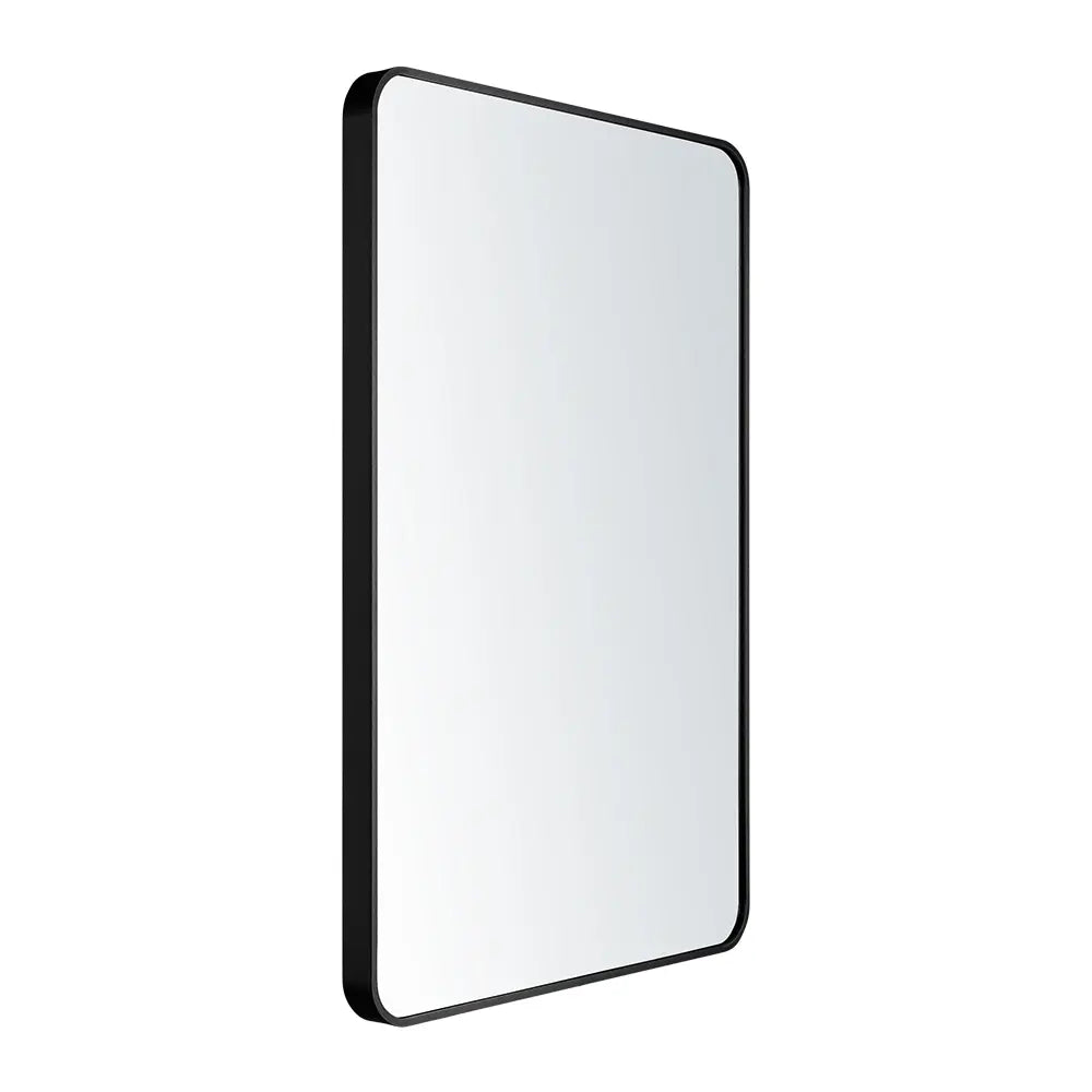 Elegant rectangular wall mirror close-up in black