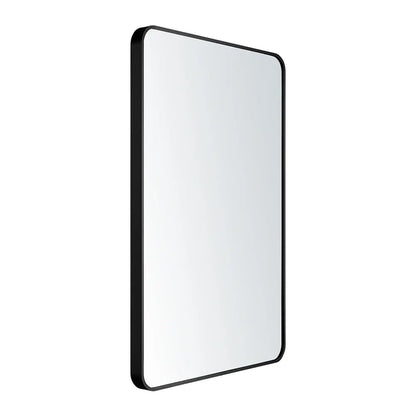 Elegant rectangular wall mirror close-up in black