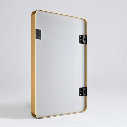 back view Modern metal-framed wall mirror