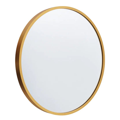 Round bathroom vanity wall mirror with sleek aluminium frame in gold