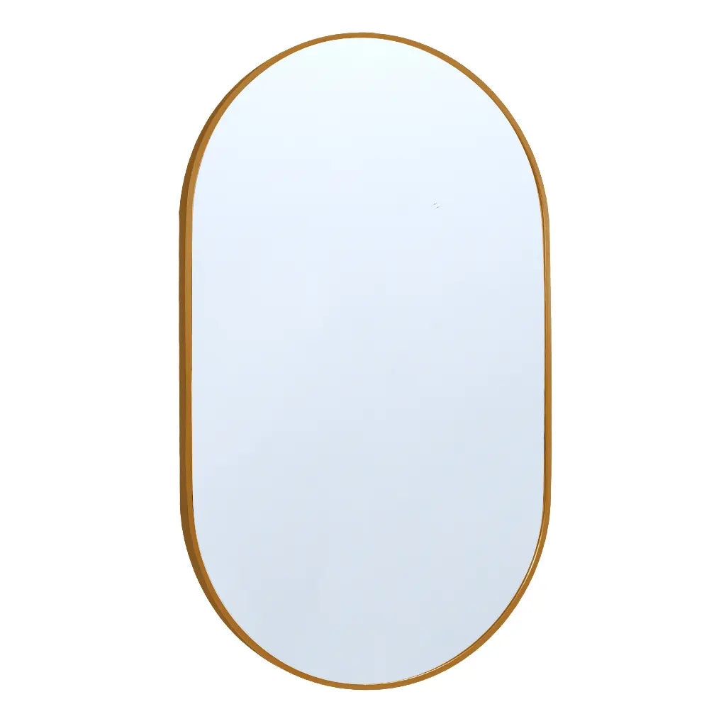 Oval bathroom vanity wall mirror with sleek aluminium frame