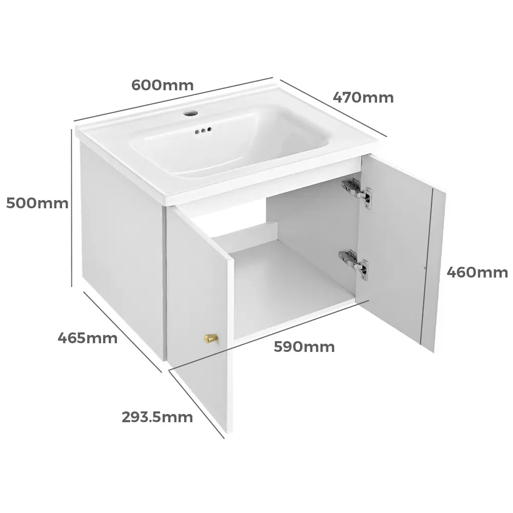 Norfolk 600mm Wall Hung Single Vanity with Basin