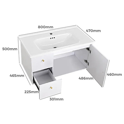 Norfolk 800mm Wall Hung Single Vanity with Basin