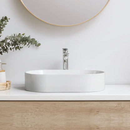 Sabina 525mm White Oval Ceramic Above Counter Basin