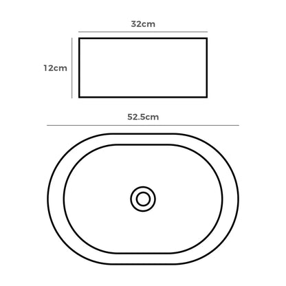 Sabina 525mm White Oval Ceramic Above Counter Basin