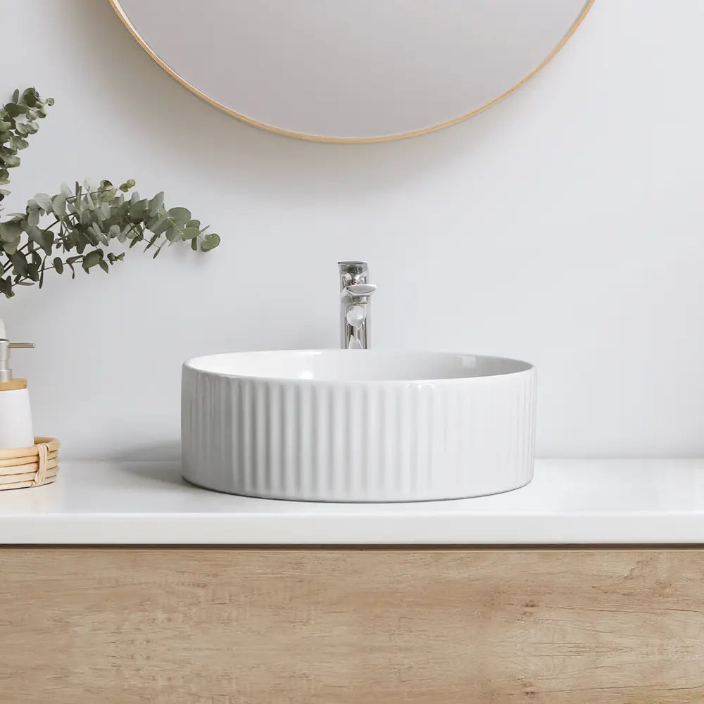 Kiora 360mm White Round Ceramic Above Counter Basin