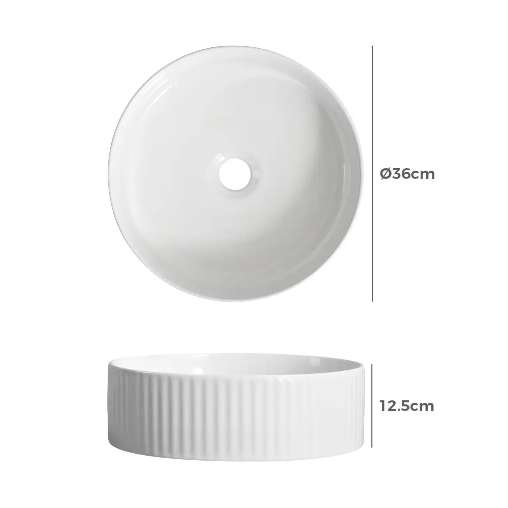 Kiora 360mm White Round Ceramic Above Counter Basin