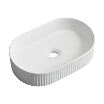 Kiora 500mm White Oval Ceramic Above Counter Basin