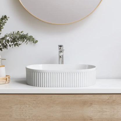 Kiora 500mm White Oval Ceramic Above Counter Basin