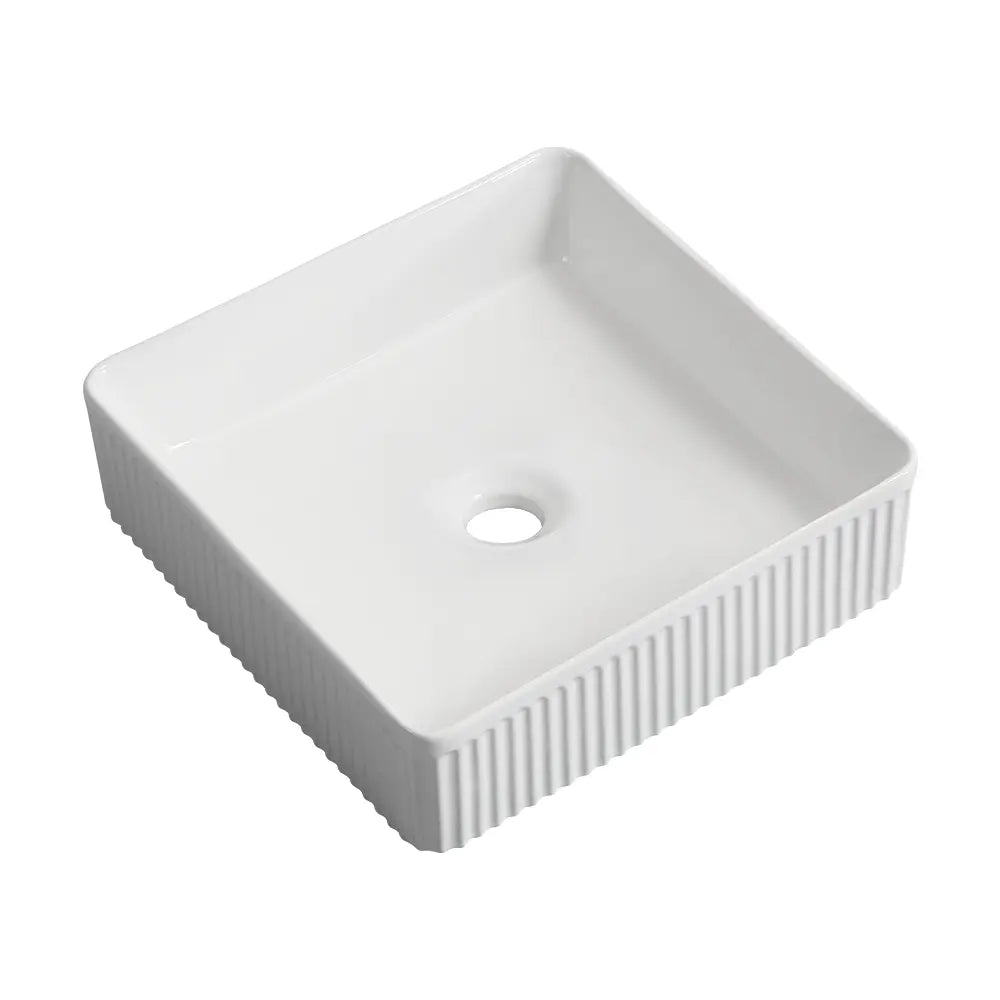 Kiora 415mm White Rectangular Above Counter Ceramic Basin