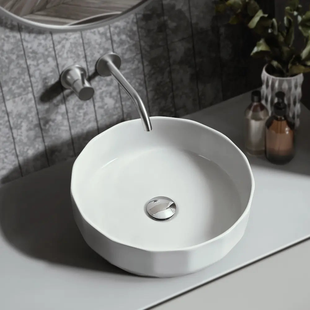 Marlo 400mm White Round Ceramic Above Counter Basin