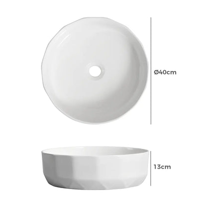 Marlo 400mm White Round Ceramic Above Counter Basin