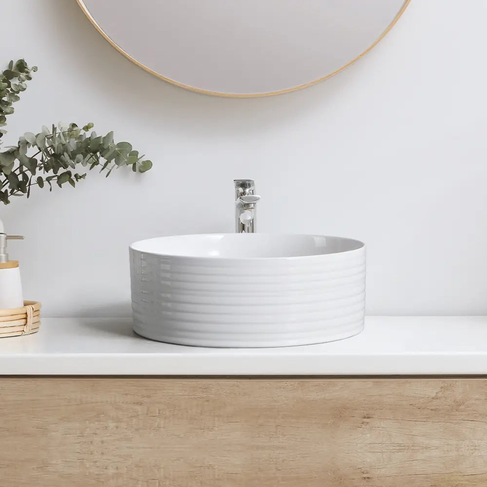 Seymour 365mm White Round Ceramic Above Counter Basin