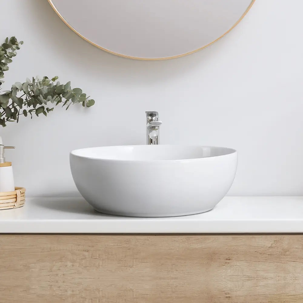 Sabina 320mm White Round Ceramic Above Counter Basin