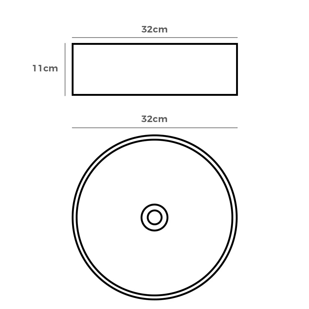 Sabina 320mm White Round Ceramic Above Counter Basin