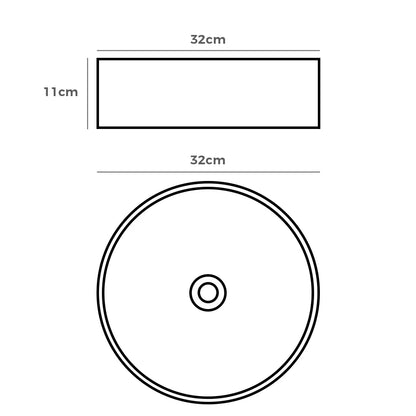 Sabina 320mm White Round Ceramic Above Counter Basin