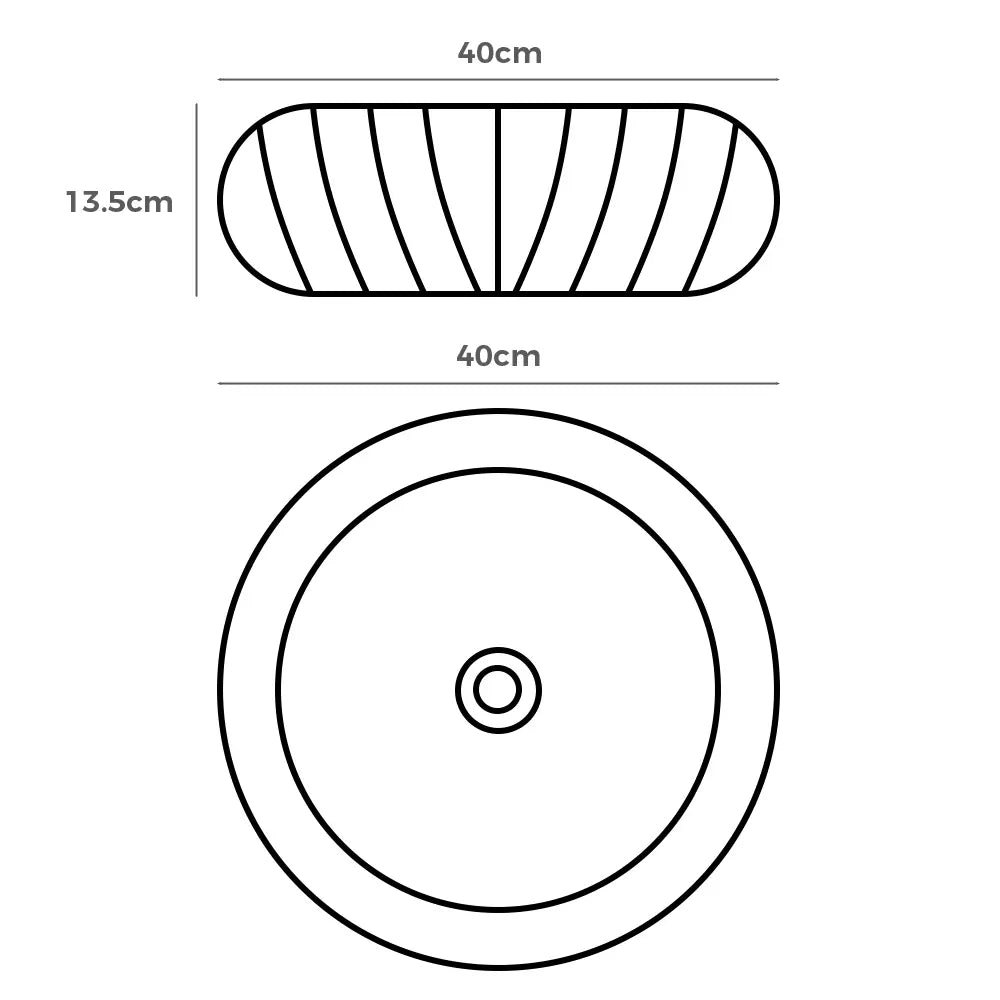 Felda 400mm White Round Fluted Ceramic Above Counter Basin