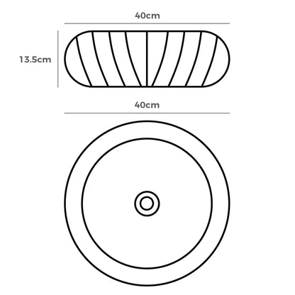 Felda 400mm White Round Fluted Ceramic Above Counter Basin