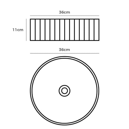 Marlo 360mm White Round Fluted Ceramic Above Counter Basin