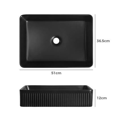 Nueva 510mm Matte Rectangle Ceramic Above Counter Basin