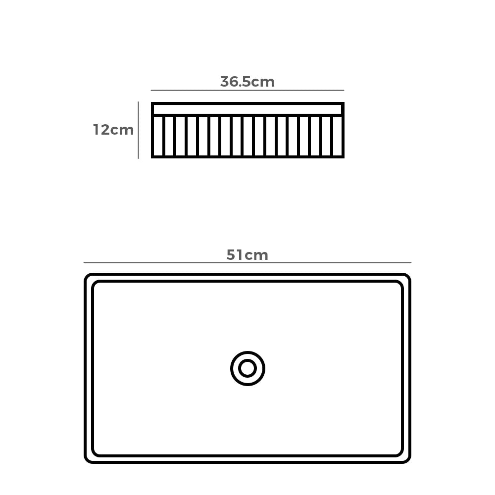 Nueva 510mm Matte Rectangle Ceramic Above Counter Basin