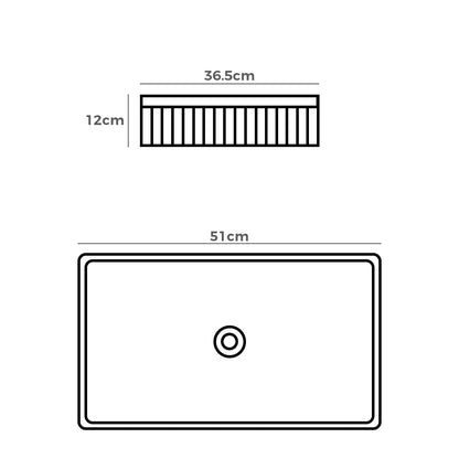 Nueva 510mm Matte Rectangle Ceramic Above Counter Basin