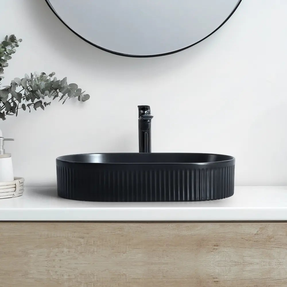 Nueva 580mm Matte Oval Ceramic Above Counter Basin