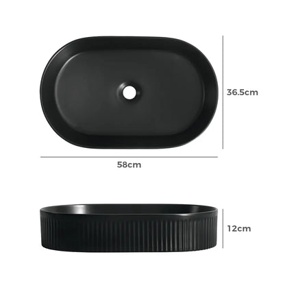 Nueva 580mm Matte Oval Ceramic Above Counter Basin