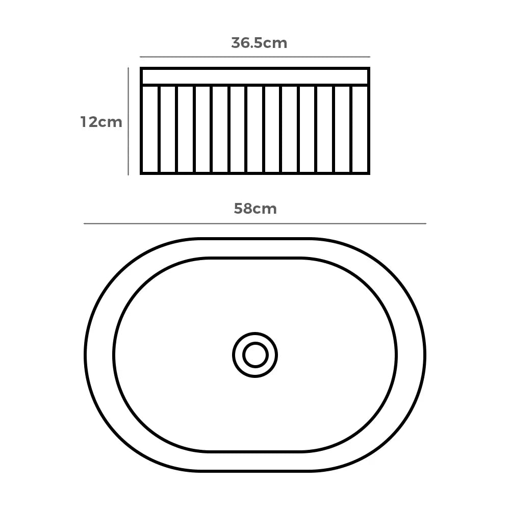 Nueva 580mm Matte Oval Ceramic Above Counter Basin