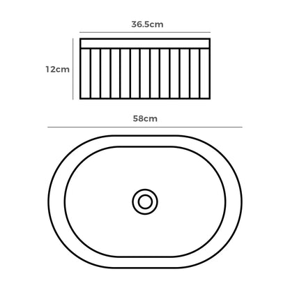 Nueva 580mm Matte Oval Ceramic Above Counter Basin