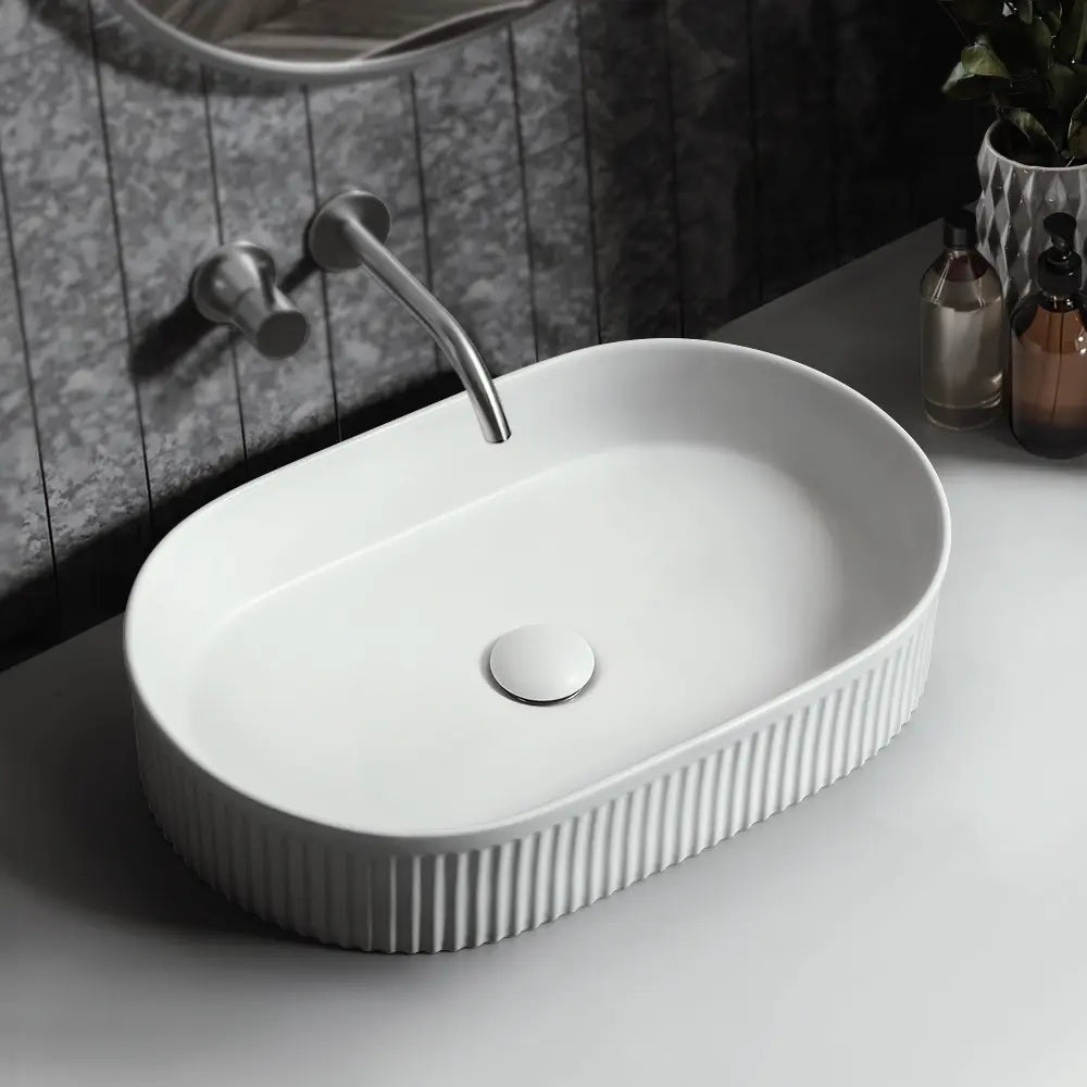 Nueva 580mm Matte Oval Ceramic Above Counter Basin