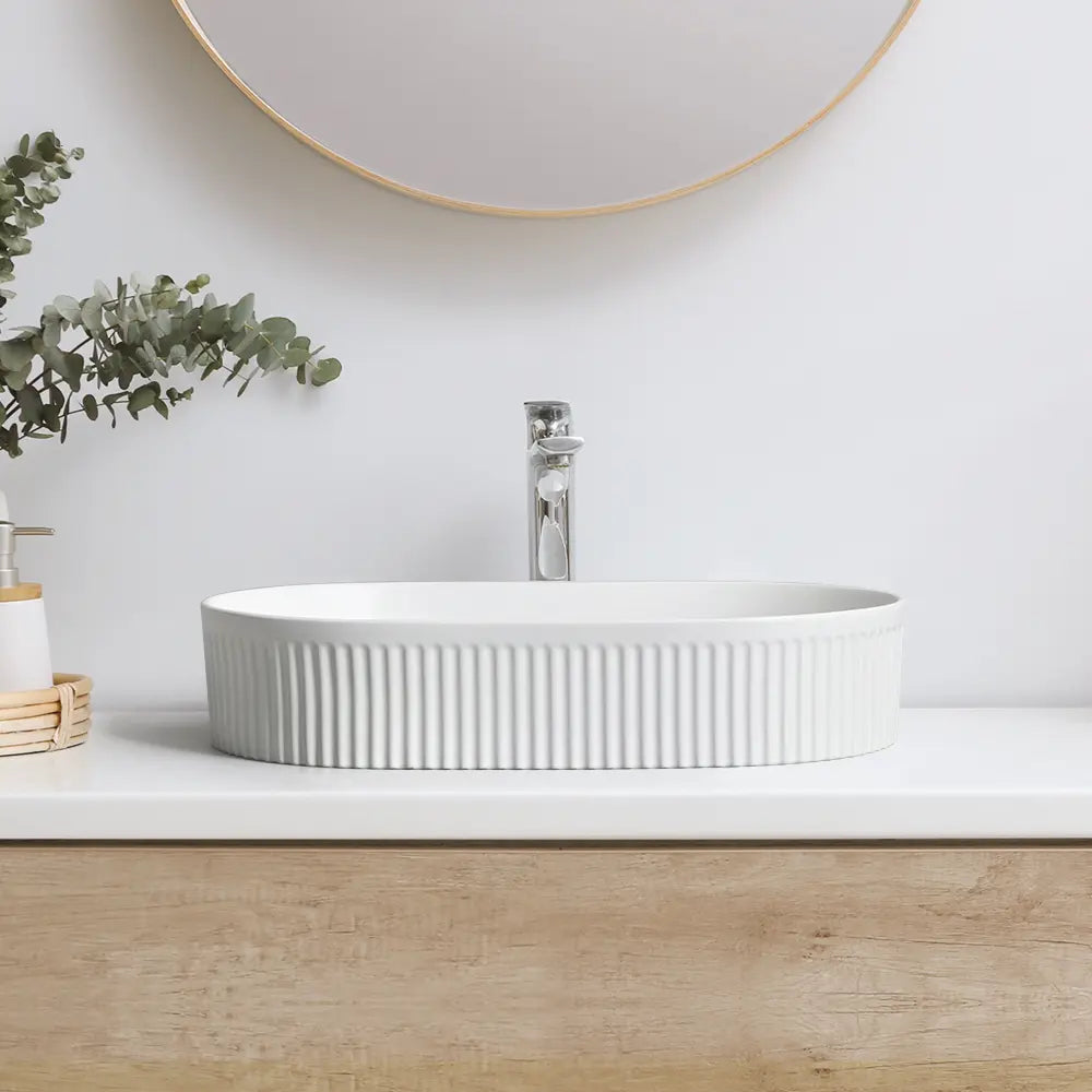 Nueva 580mm Matte Oval Ceramic Above Counter Basin