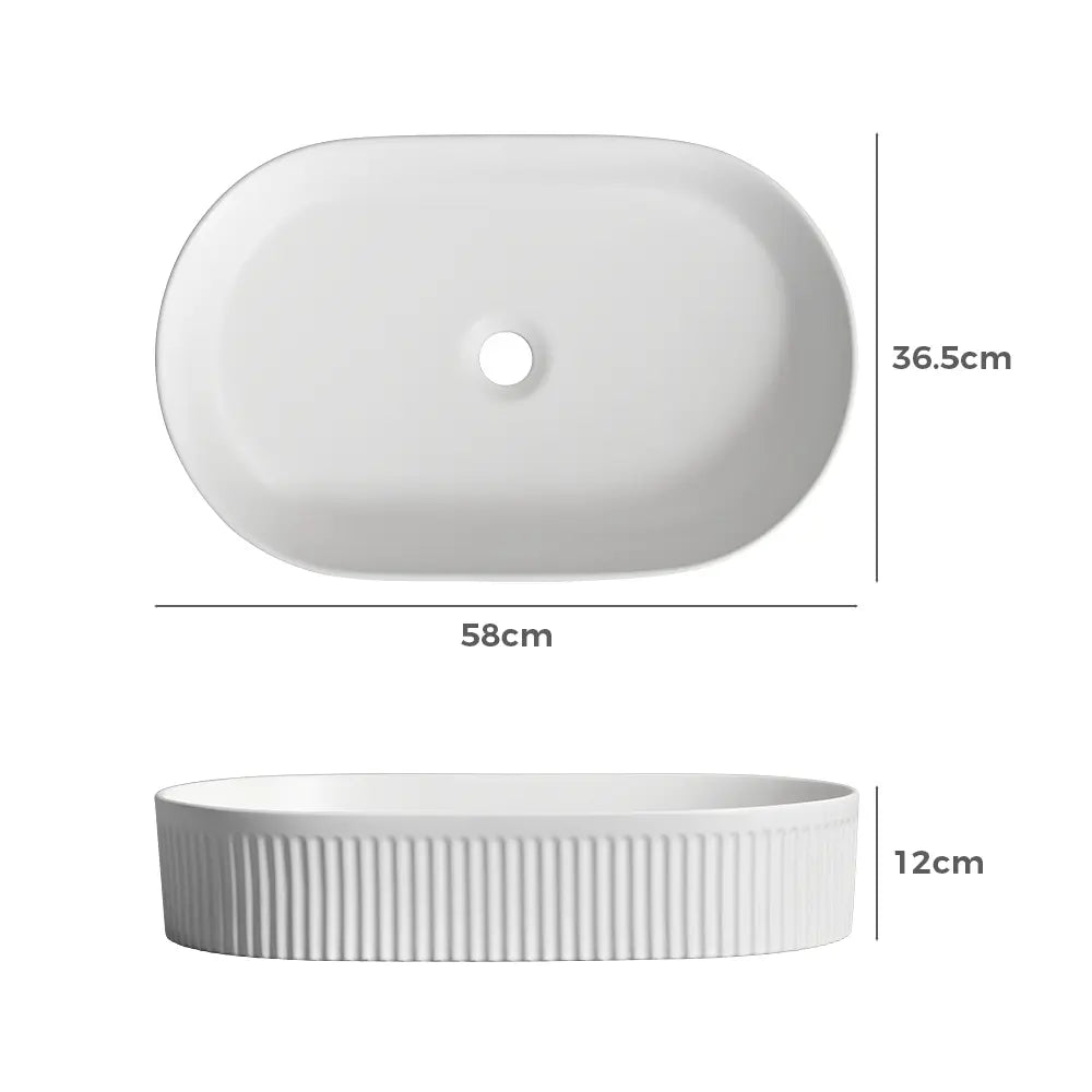 Nueva 580mm Matte Oval Ceramic Above Counter Basin