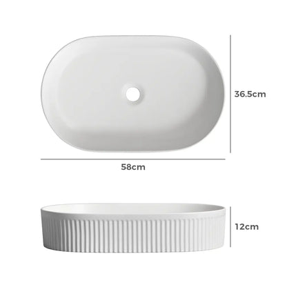 Nueva 580mm Matte Oval Ceramic Above Counter Basin