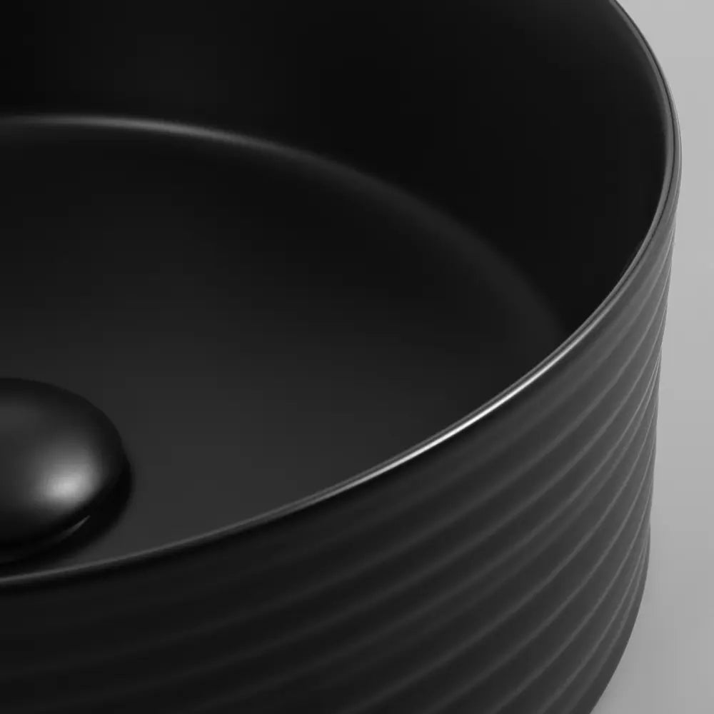 Amaroo 360mm Matte Black Round Ceramic Above Counter Basin