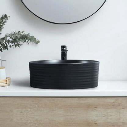 Amaroo 360mm Matte Black Round Ceramic Above Counter Basin