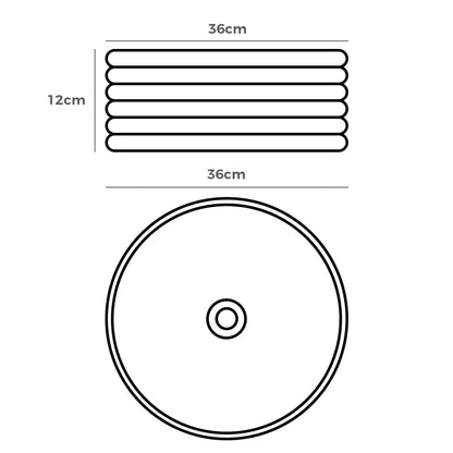 Amaroo 360mm Matte Black Round Ceramic Above Counter Basin