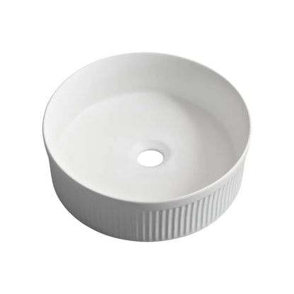 Nueva 365mm White Matte Round Ceramic Above Counter Basin