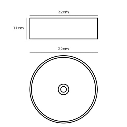 Quay 320mm Matte Round Ceramic Above Counter Basin