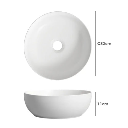 Quay 320mm Matte Round Ceramic Above Counter Basin