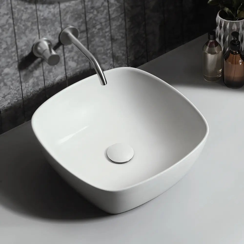 Quay 400mm Matte Square Ceramic Above Counter Basin