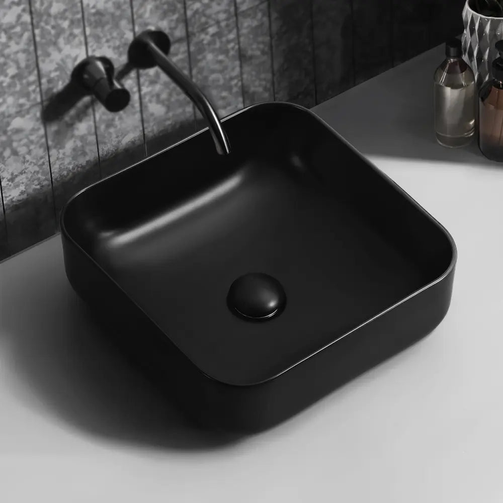 Quay 390mm Matte Square Ceramic Above Counter Basin