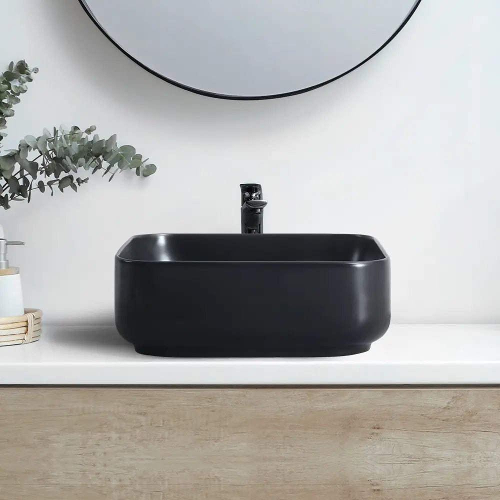 Quay 390mm Matte Square Ceramic Above Counter Basin