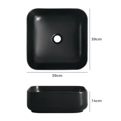 Quay 390mm Matte Square Ceramic Above Counter Basin