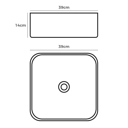 Quay 390mm Matte Square Ceramic Above Counter Basin