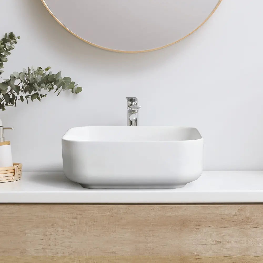 Quay 390mm Matte Square Ceramic Above Counter Basin