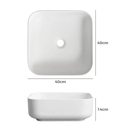 Quay 390mm Matte Square Ceramic Above Counter Basin