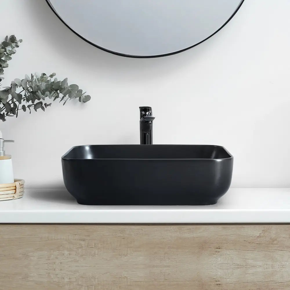 Quay 500mm Matte Rectangle Ceramic Above Counter Basin