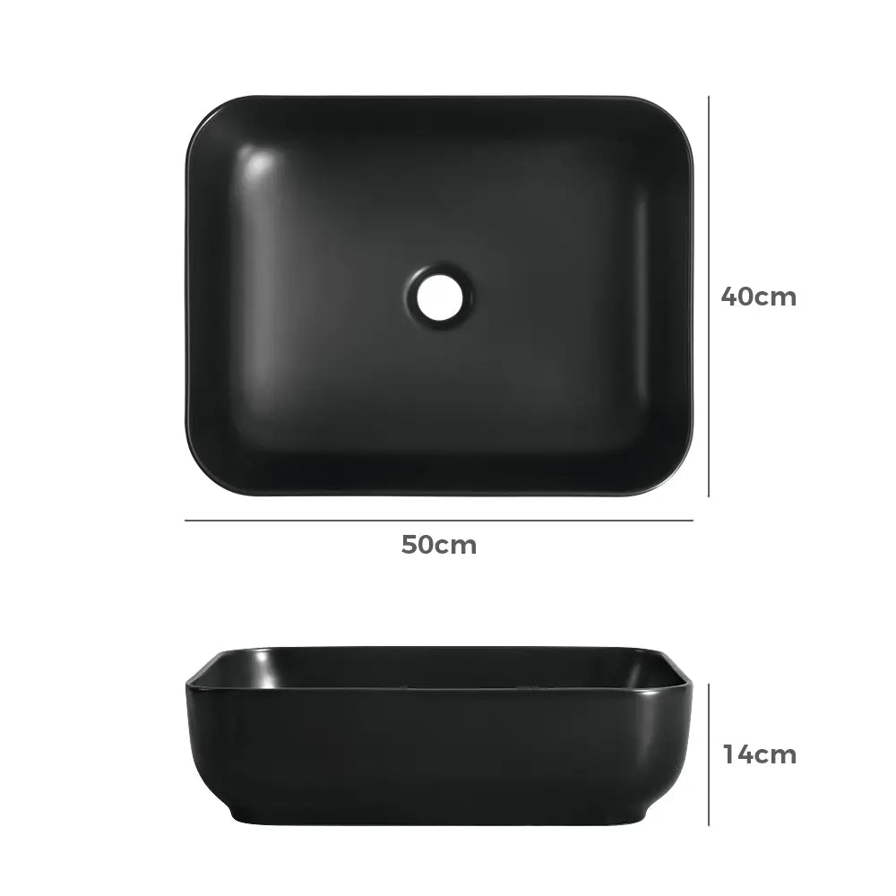 Quay 500mm Matte Rectangle Ceramic Above Counter Basin