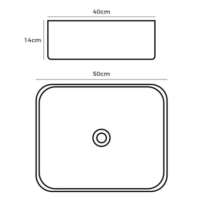 Quay 500mm Matte Rectangle Ceramic Above Counter Basin